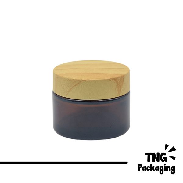 Pot Cream Amber Tutup Motif Kayu - 20gr