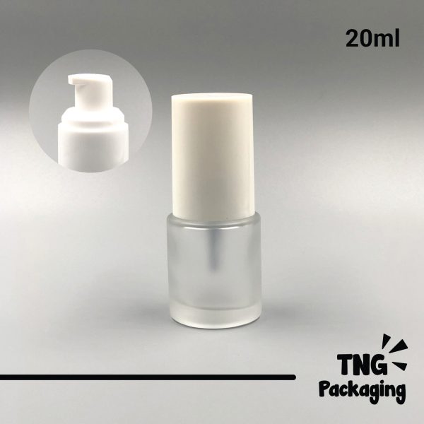 Botol Pump Frosted Putih Tabung - 20ml - Image 2