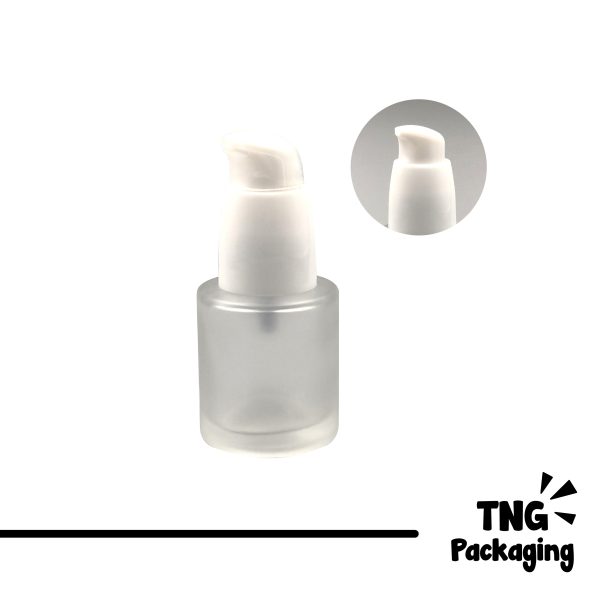 Botol Pump Frosted Leher Panjang Putih - 20ml