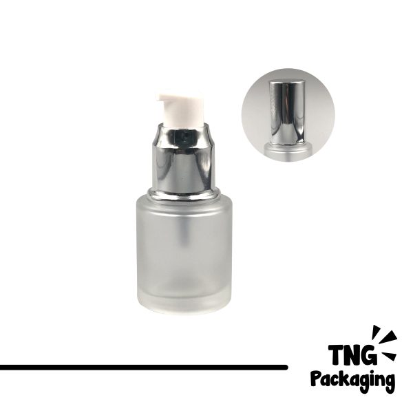Botol Pump Frosted Leher Silver - 20ml