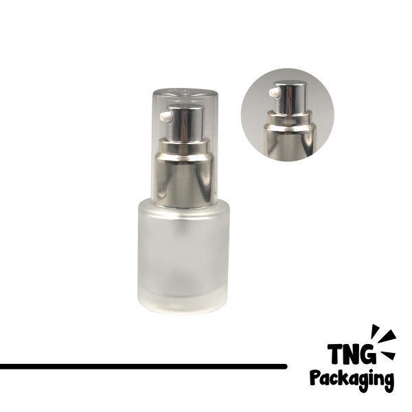 Botol Pump Frosted Tutup Silver - 20ml