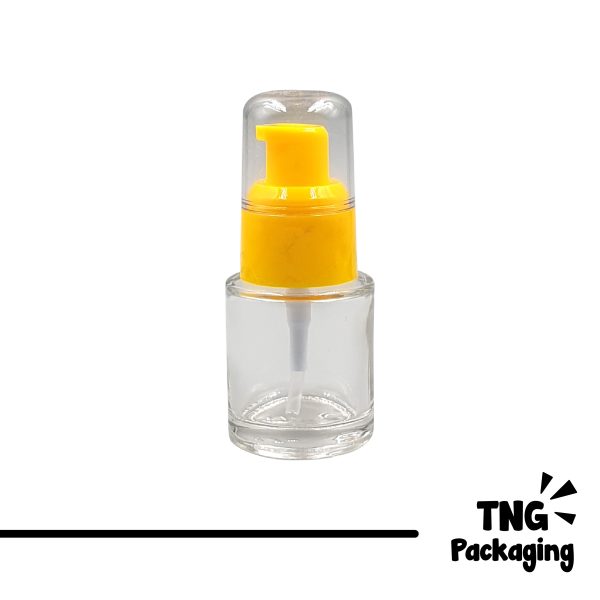Botol Pump Kuning Kaca Bening - 20ml