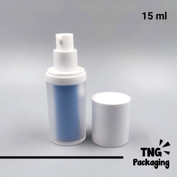 Botol Pump Airless Space White Biru - 15ml - Image 2