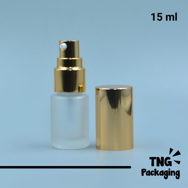Botol Pump Kaca Tutup Gold - 15 ml - Image 2