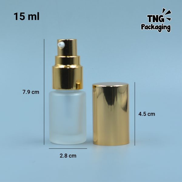 Botol Pump Kaca Tutup Gold - 15 ml - Image 4