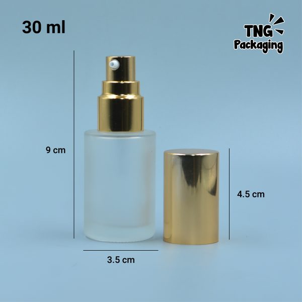 Botol Pump Kaca Tutup Gold - 30 ml - Image 4