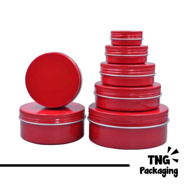 Jar Aluminium Merah - 10ml 15ml 30ml 50ml 60ml 80ml 100ml 150ml