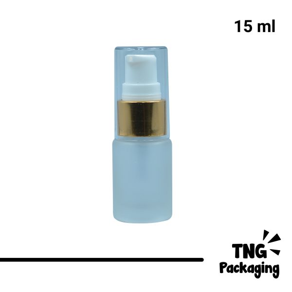 Botol Pump Kaca Leher Gold - 15 ml