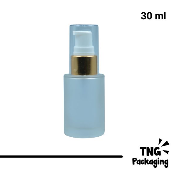 Botol Pump Kaca Leher Gold - 30 ml