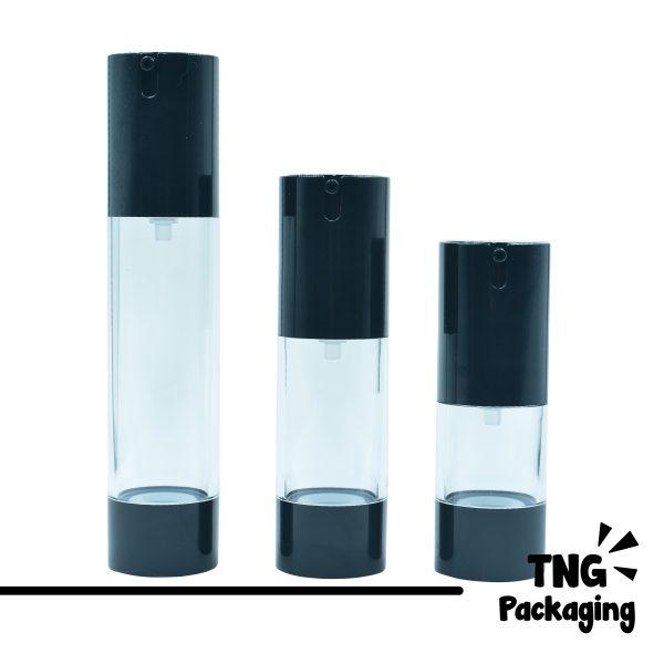 Botol Airless Pump Hitam - 15ml 30ml 50ml