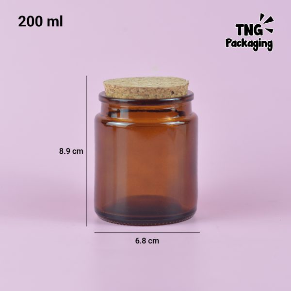 Jar Kaca Amber Tutup Gabus 200 ml - Image 6