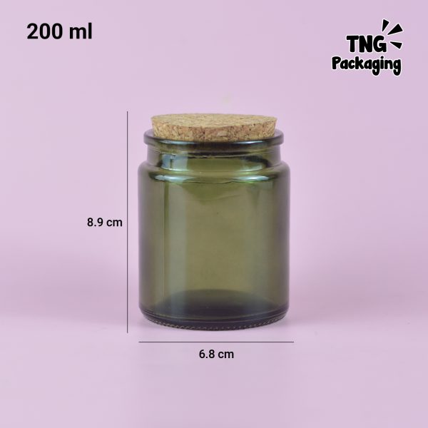 Jar Kaca Hijau Tutup Gabus 200 ml - Image 6