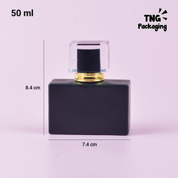 [SEMI PRESS] Botol Parfum Kotak Hitam Tutup Acrylic - 50 ml - Image 2