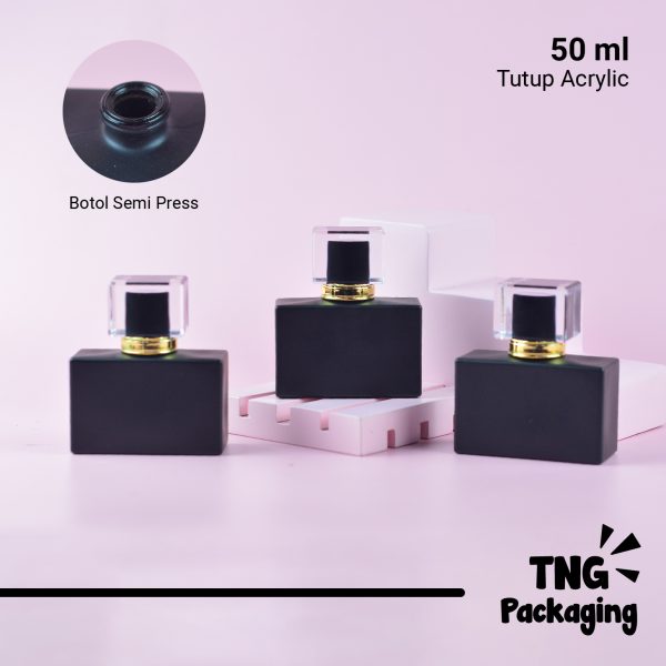 [SEMI PRESS] Botol Parfum Kotak Hitam Tutup Acrylic - 50 ml - Image 6