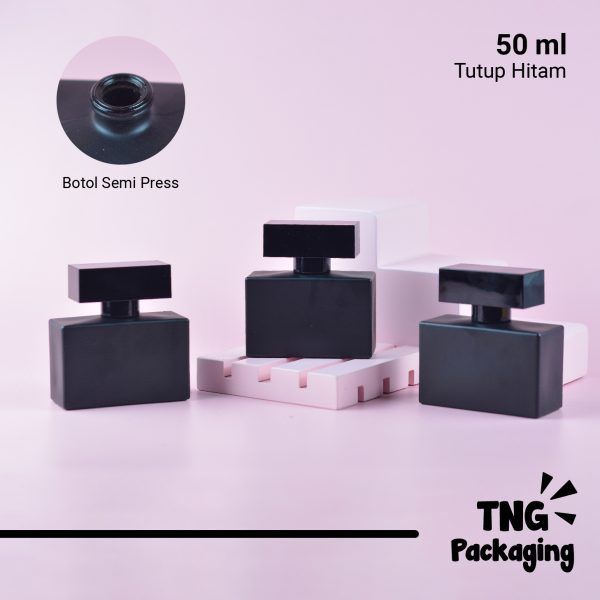 [SEMI PRESS] Botol Parfum Kotak Hitam Tutup Hitam - 50 ml - Image 2