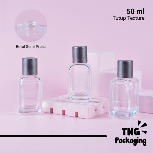 [SEMI PRESS] Botol Parfum Kotak Tutup Texture - 50 ml - Image 2