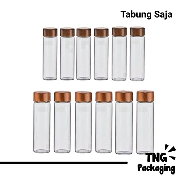 Tabung Kaca Rak Kayu Tabung Saja