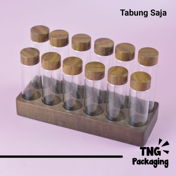 Tabung Kaca Rak Kayu Tabung Saja - Image 2