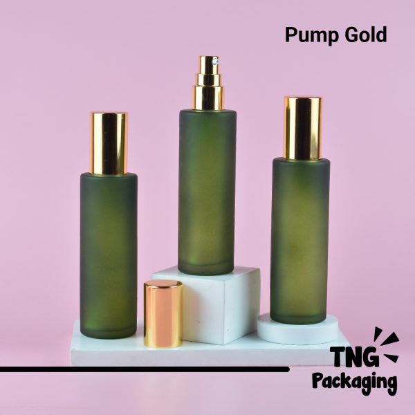Botol Kaca Hijau Pump Gold - 100 ml - Image 2