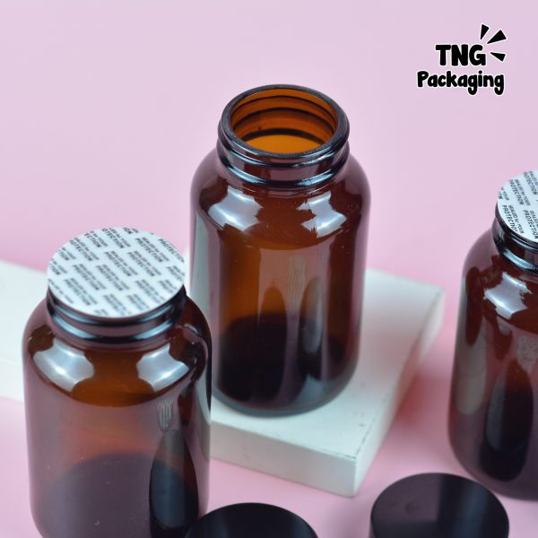 Botol Kaca Amber + Seal Tutup Plastik Hitam - 200 ml - Image 4