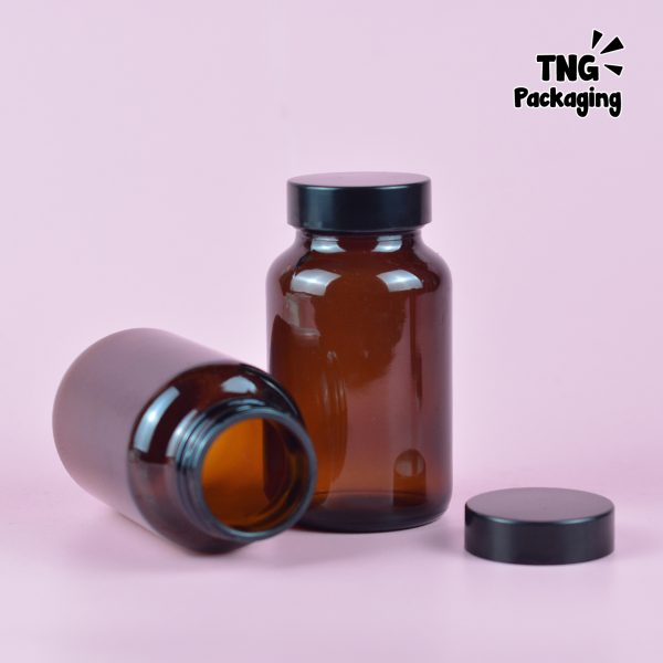 Botol Kaca Amber + Seal Tutup Plastik Hitam - 200 ml - Image 5