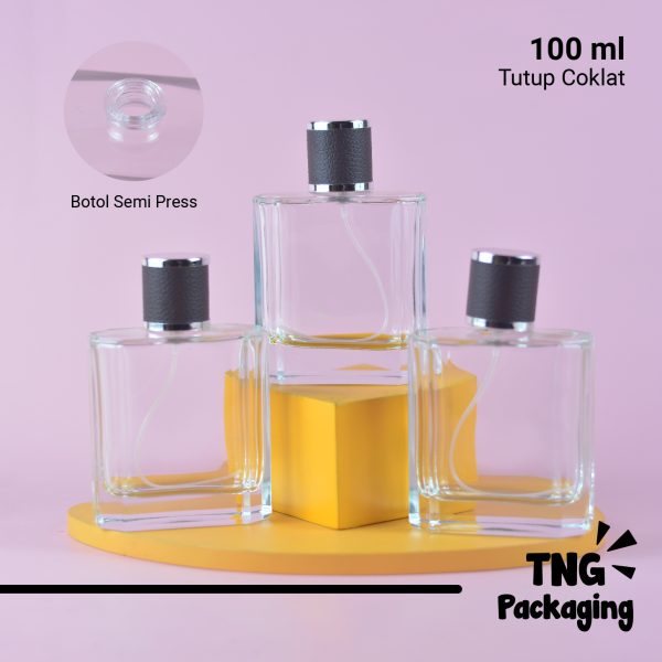 [SEMI PRESS] Botol Parfum Kotak Tutup Coklat - 100 ml - Image 2