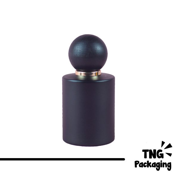 [SEMI PRESS] Botol Parfum Hitam Tutup Kayu - 50 ml