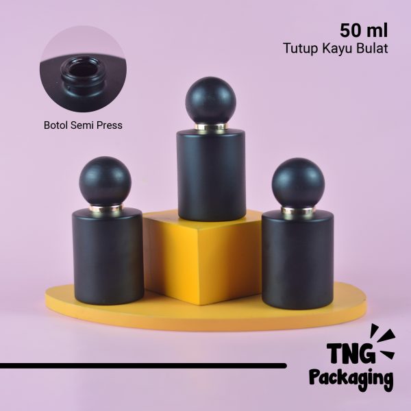 [SEMI PRESS] Botol Parfum Hitam Tutup Kayu - 50 ml - Image 2