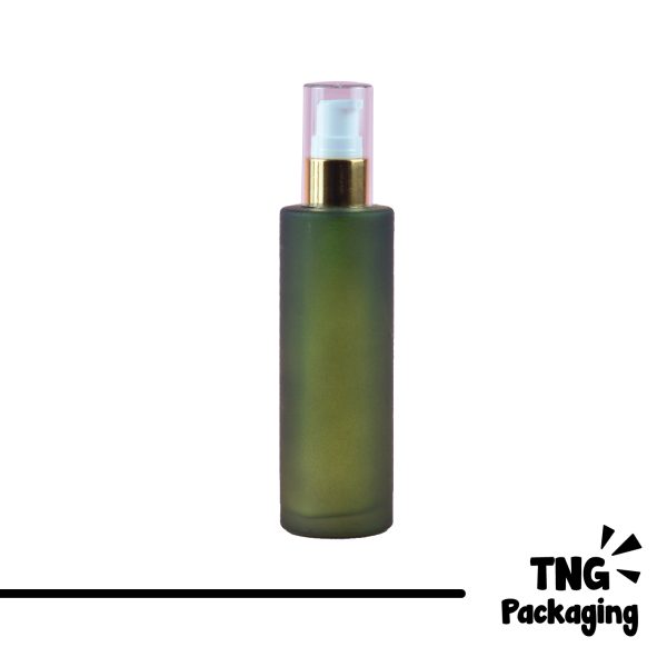 Botol Kaca Hijau Pump Gold Bening - 100 ml