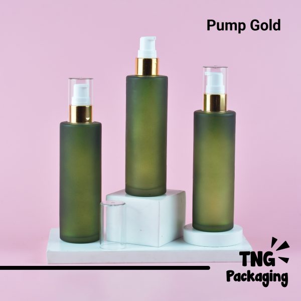 Botol Kaca Hijau Pump Gold Bening - 100 ml - Image 2