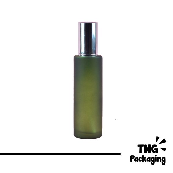 Botol Kaca Hijau Pump Silver - 100 ml