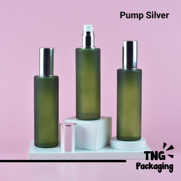 Botol Kaca Hijau Pump Silver - 100 ml - Image 2