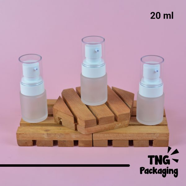Botol Kaca Buram Pump Putih - 20 ml - Image 2
