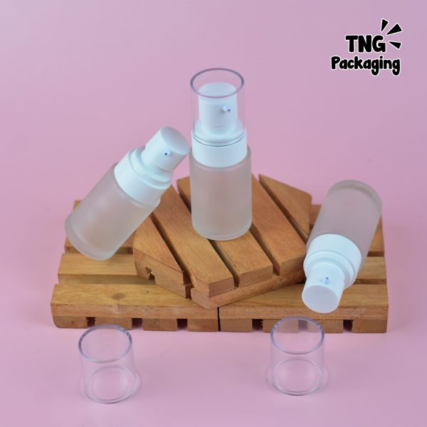Botol Kaca Buram Pump Putih - 30 ml - Image 4