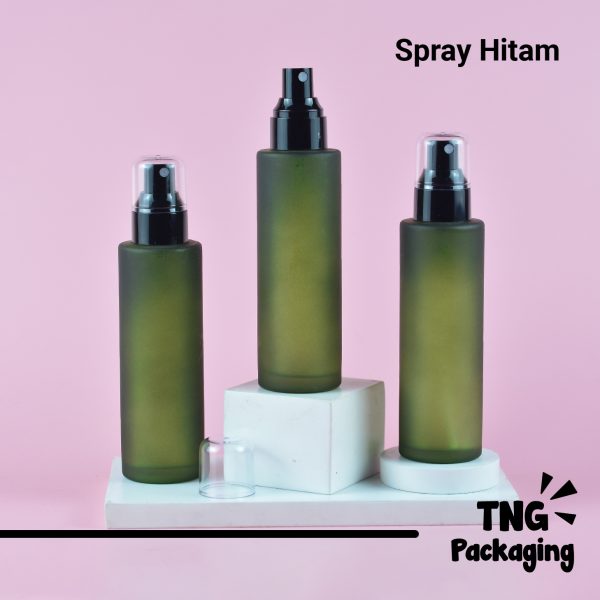 Botol Kaca Hijau Spray Hitam Bening - 100 ml - Image 2