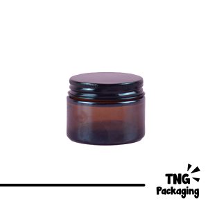 Jar Kaca Amber Tutup Aluminium Hitam - 50 ml