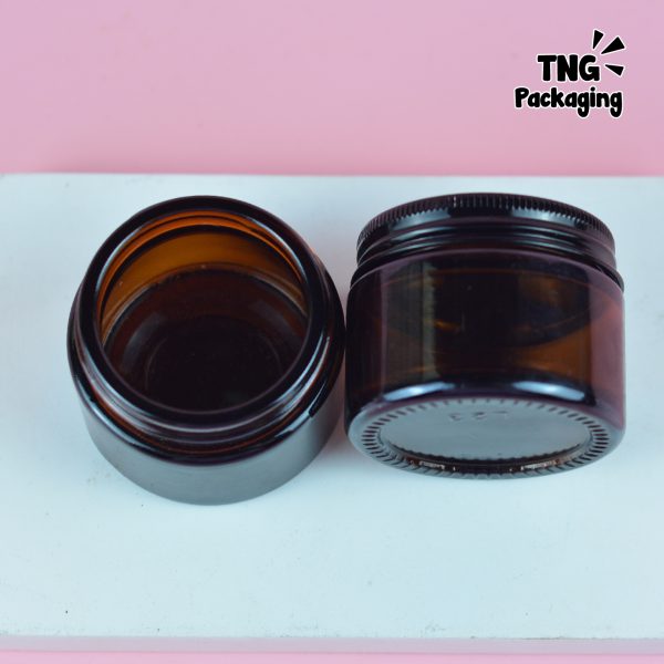 Jar Kaca Amber Tutup Aluminium Hitam - 50 ml - Image 4