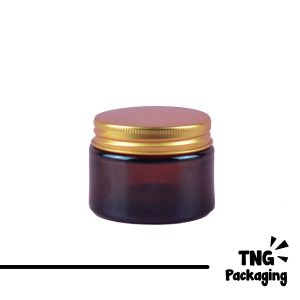 Jar Kaca Amber Tutup Aluminium Gold - 50 ml