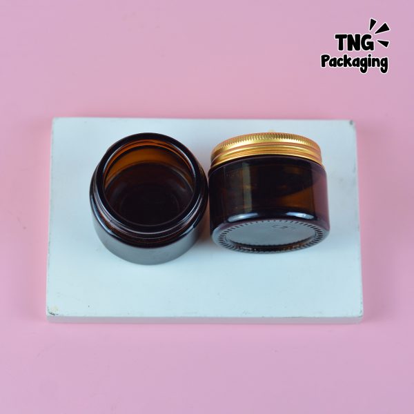 Jar Kaca Amber Tutup Aluminium Gold - 50 ml - Image 4
