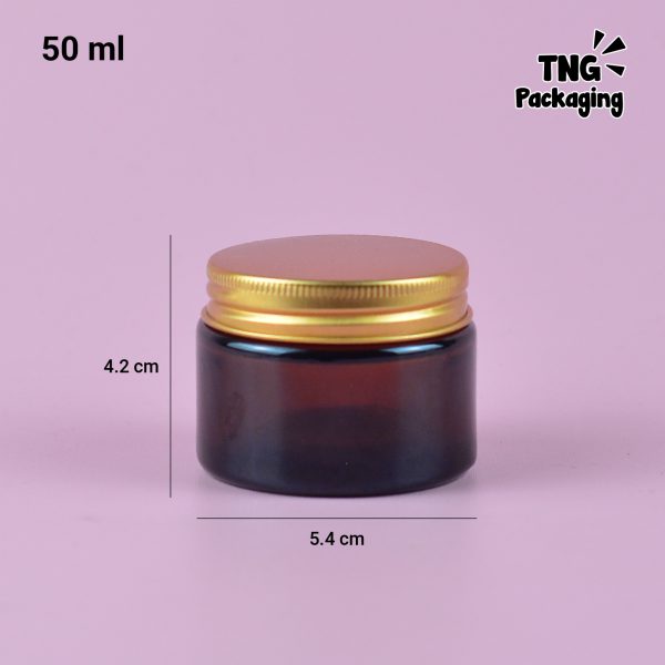 Jar Kaca Amber Tutup Aluminium Gold - 50 ml - Image 6