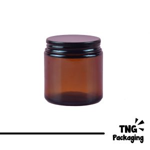 Jar Kaca Amber Tutup Aluminium Hitam - 100 ml