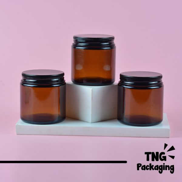 Jar Kaca Amber Tutup Aluminium Hitam - 100 ml - Image 2