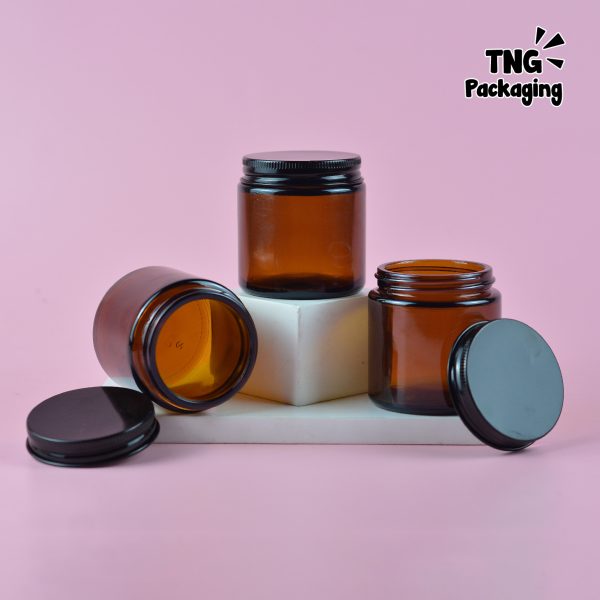 Jar Kaca Amber Tutup Aluminium Hitam - 100 ml - Image 3