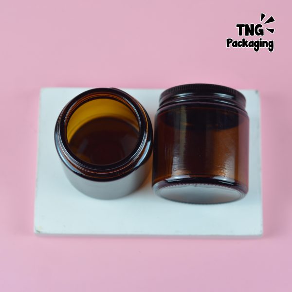 Jar Kaca Amber Tutup Aluminium Hitam - 100 ml - Image 4