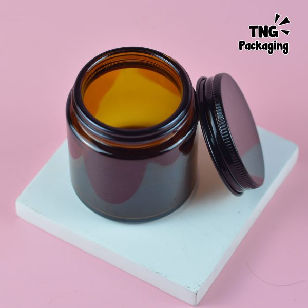 Jar Kaca Amber Tutup Aluminium Hitam - 100 ml - Image 5