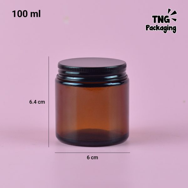 Jar Kaca Amber Tutup Aluminium Hitam - 100 ml - Image 6