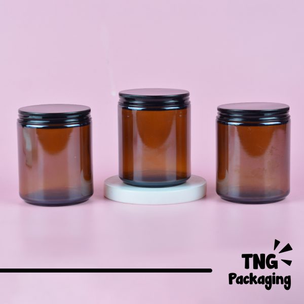 Jar Kaca Amber Tutup Aluminium Hitam - 200 ml - Image 2