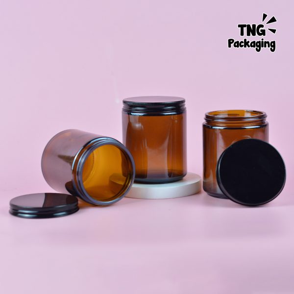 Jar Kaca Amber Tutup Aluminium Hitam - 200 ml - Image 3