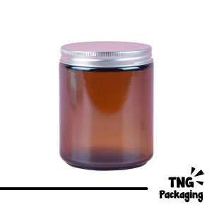 Jar Kaca Amber Tutup Aluminium Silver - 200 ml