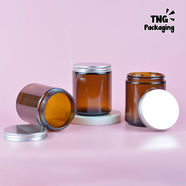 Jar Kaca Amber Tutup Aluminium Silver - 200 ml - Image 3